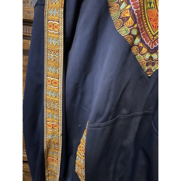 African Kente Men’s L XL Hoodie Jacket long sleeve Hooded Art Centre Cultural - Picture 3 of 6